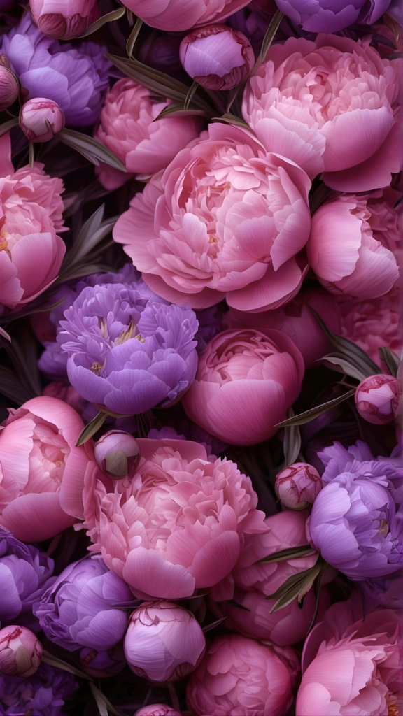 Hình nền hoa mẫu đơn tím - hồng