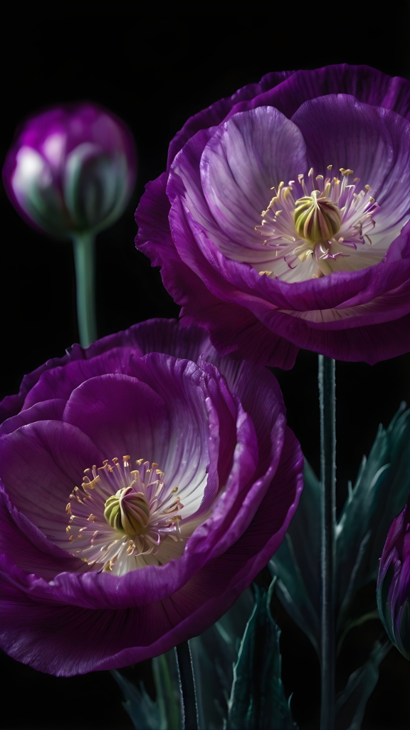 Hình nền mẫu đơn tím bí ẩn trên nền tối