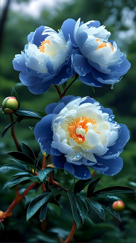 Hoa mẫu đơn xanh - trắng