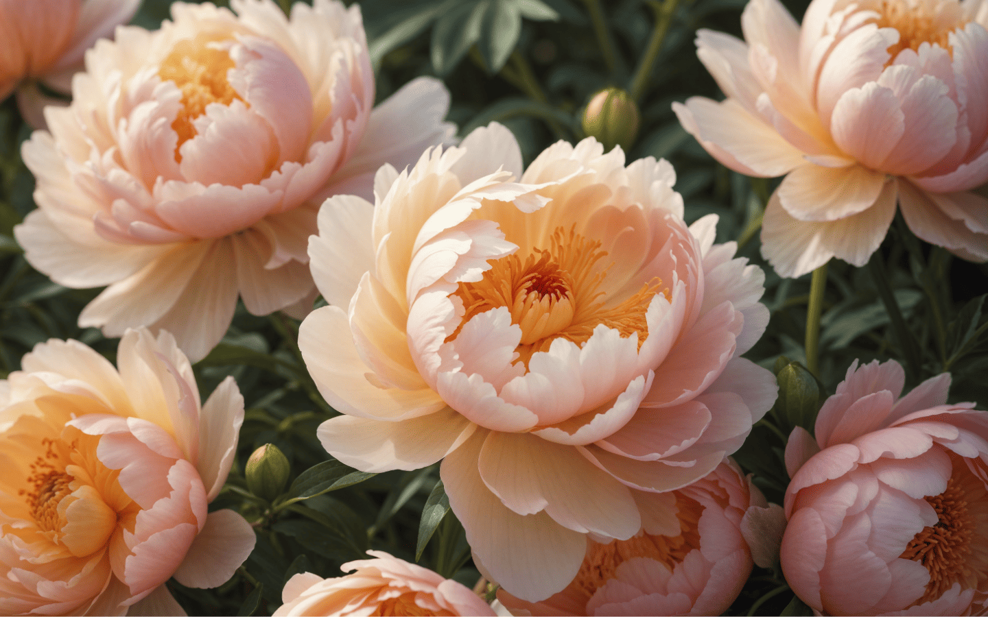 Hình nền mẫu đơn hồng rực rỡ dưới ánh bình minh 