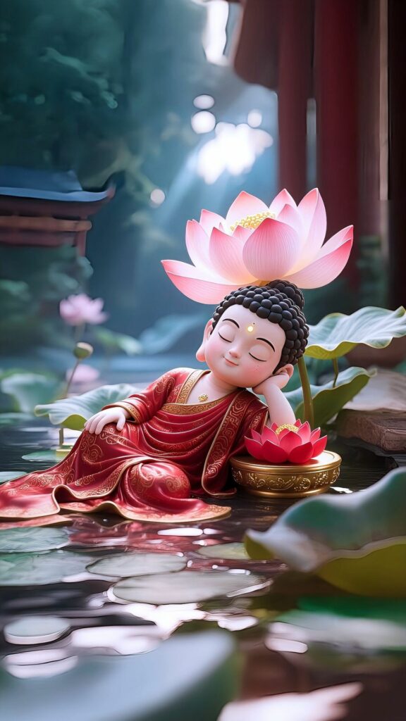 Chú tiểu an nhiên được sen nâng đỡ