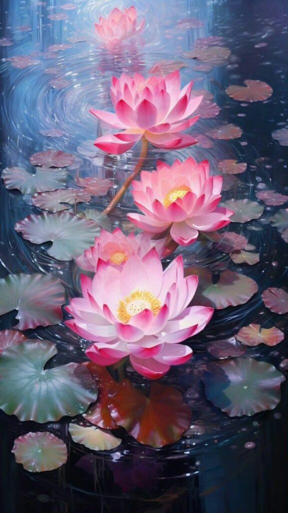 Sen nở bung, lung linh dưới nước