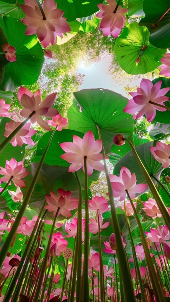 Lá sen che chở, vươn tới ánh sáng