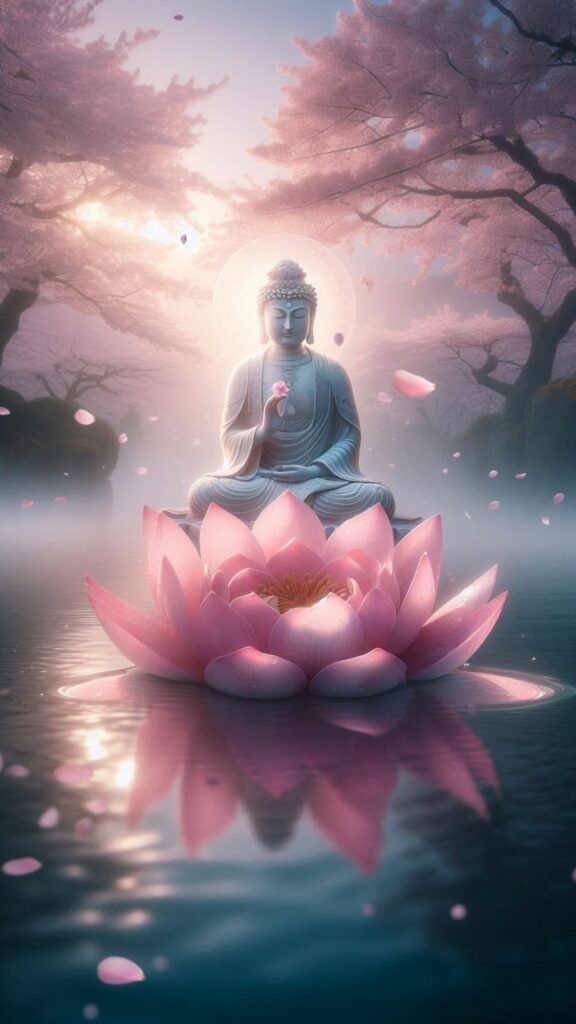 Đức Phật ngồi thiền trên sen