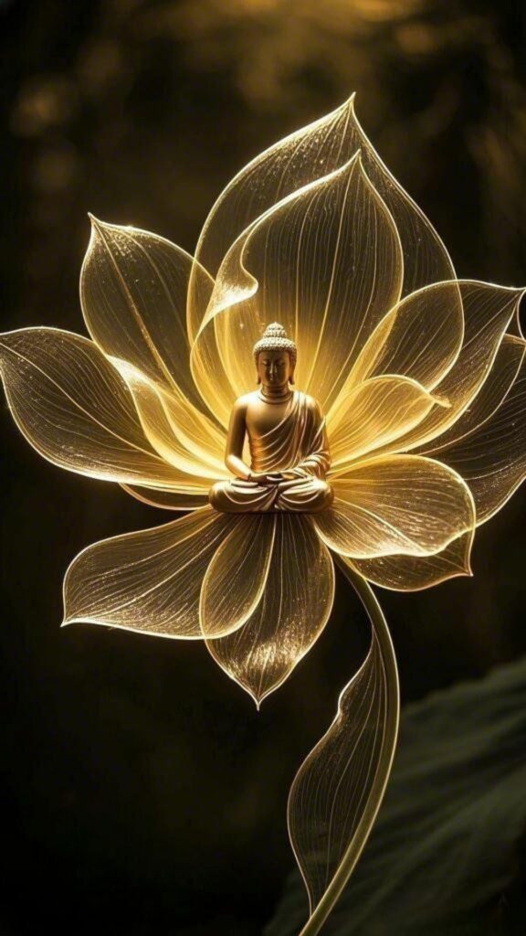 Hoa sen rạng ngời ánh sáng vàng