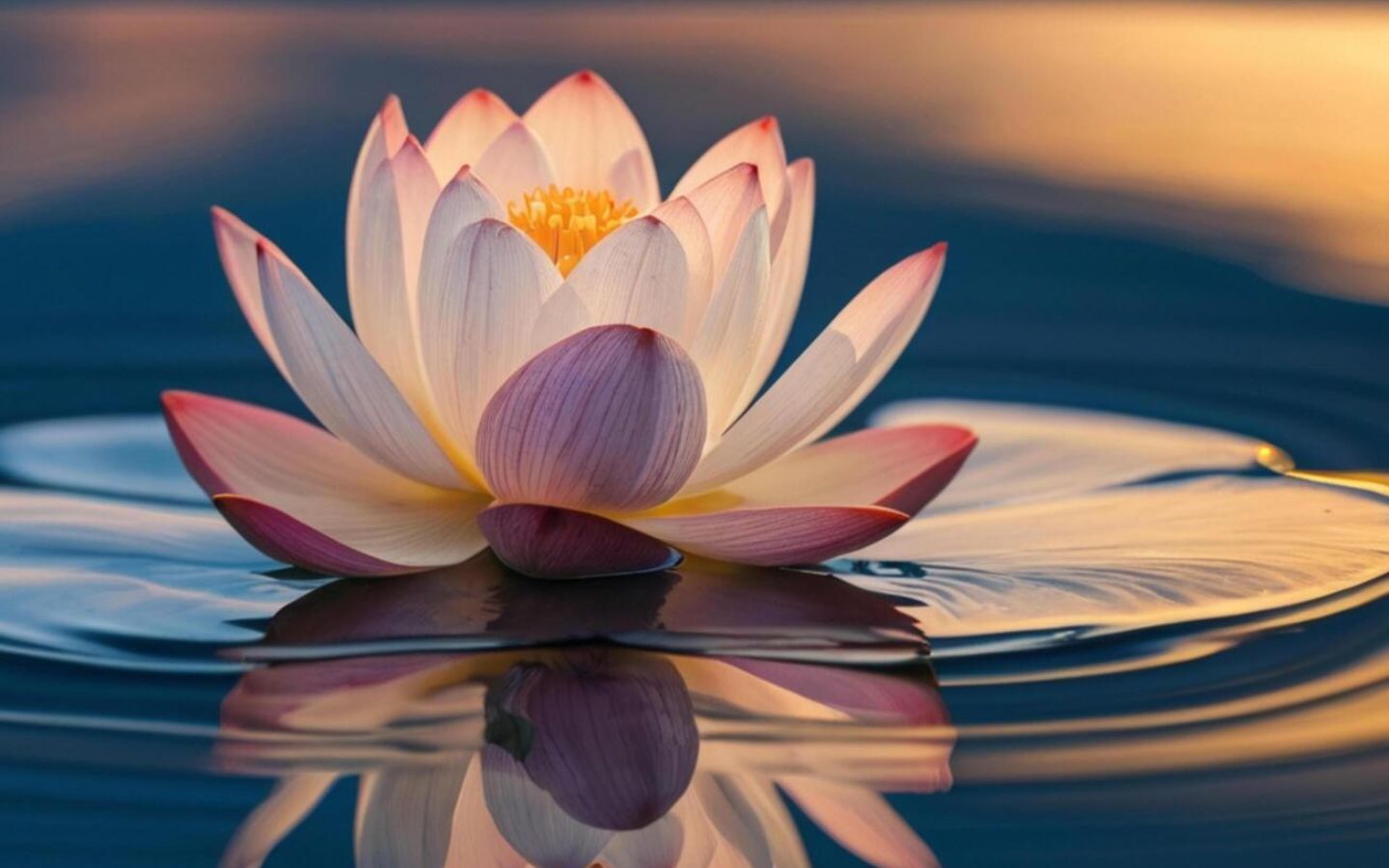 Ánh hoàng hôn bao trùm đóa sen