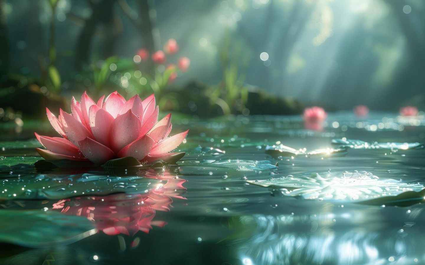 Sen hồng nổi bật, dưới nắng chiều