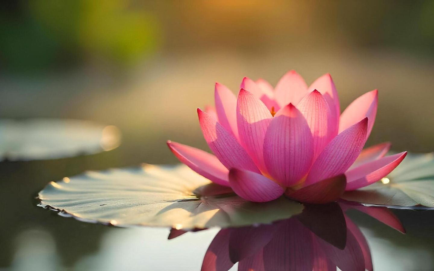 Sắc hồng rực rỡ, phản chiếu mặt hồ