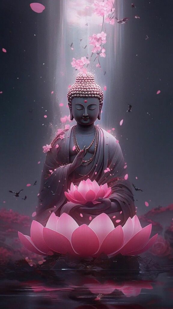 Sen hồng nâng đỡ Đức Phật