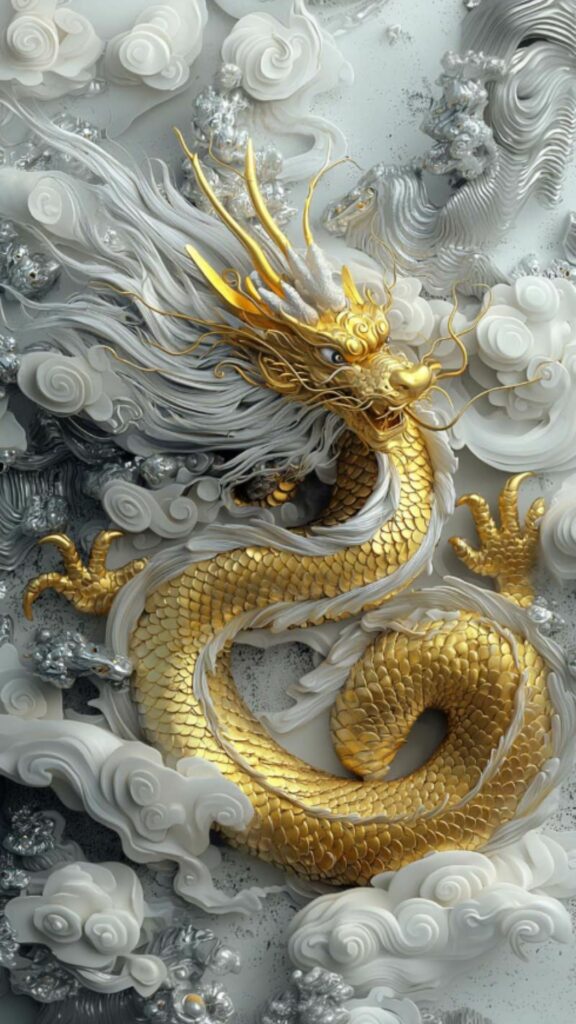 100+ Hình nền mệnh Kim may mắn, thu hút tài lộc cho nam, nữ 2 Rồng vàng bay lượn uy quyền