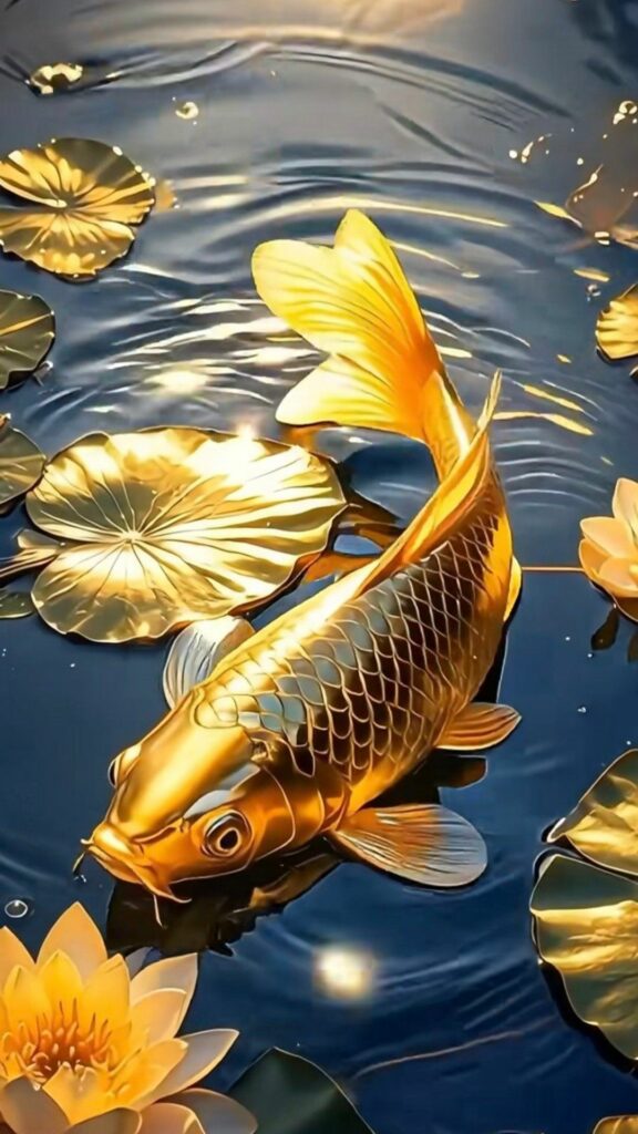 100+ Hình nền mệnh Kim may mắn, thu hút tài lộc cho nam, nữ 28 Cá vàng bơi lội sinh tài