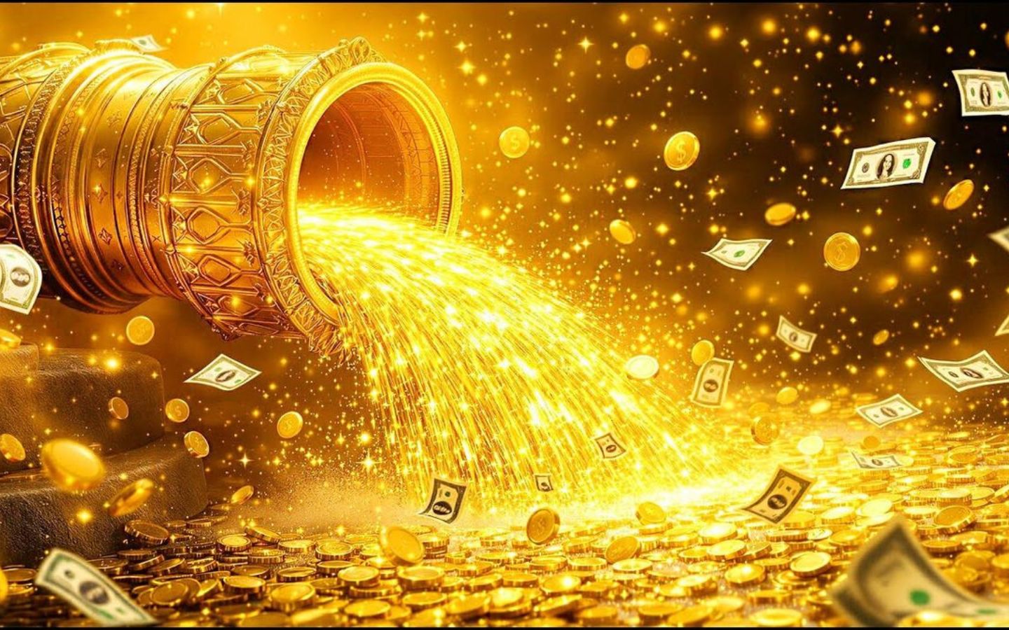 100+ Hình nền mệnh Kim may mắn, thu hút tài lộc cho nam, nữ 76 Tiền vàng chảy ra cuồn cuộn