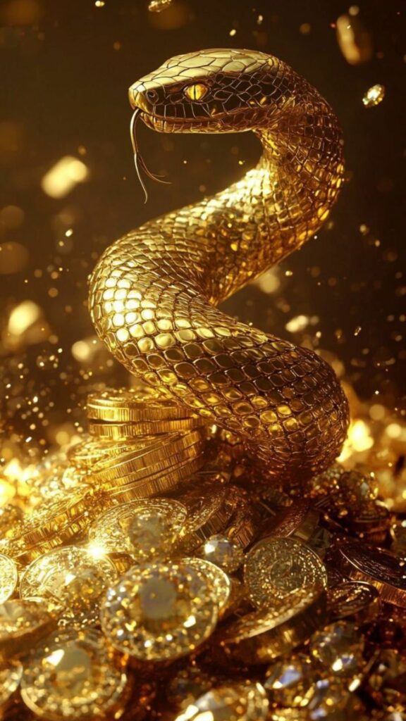 100+ Hình nền mệnh Kim may mắn, thu hút tài lộc cho nam, nữ 30 Rắn vàng cuộn mình mạnh mẽ