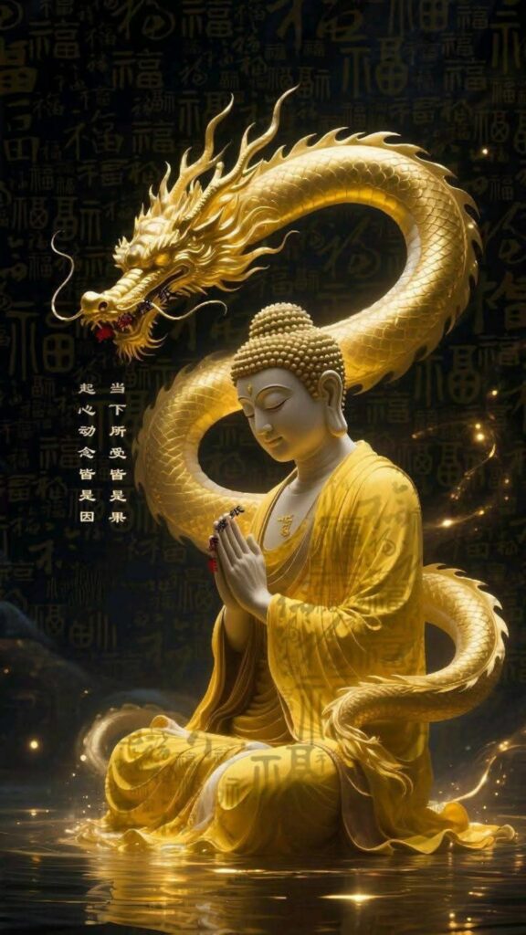 100+ Hình nền mệnh Kim may mắn, thu hút tài lộc cho nam, nữ 63 Rồng vàng bảo hộ Phật Đà