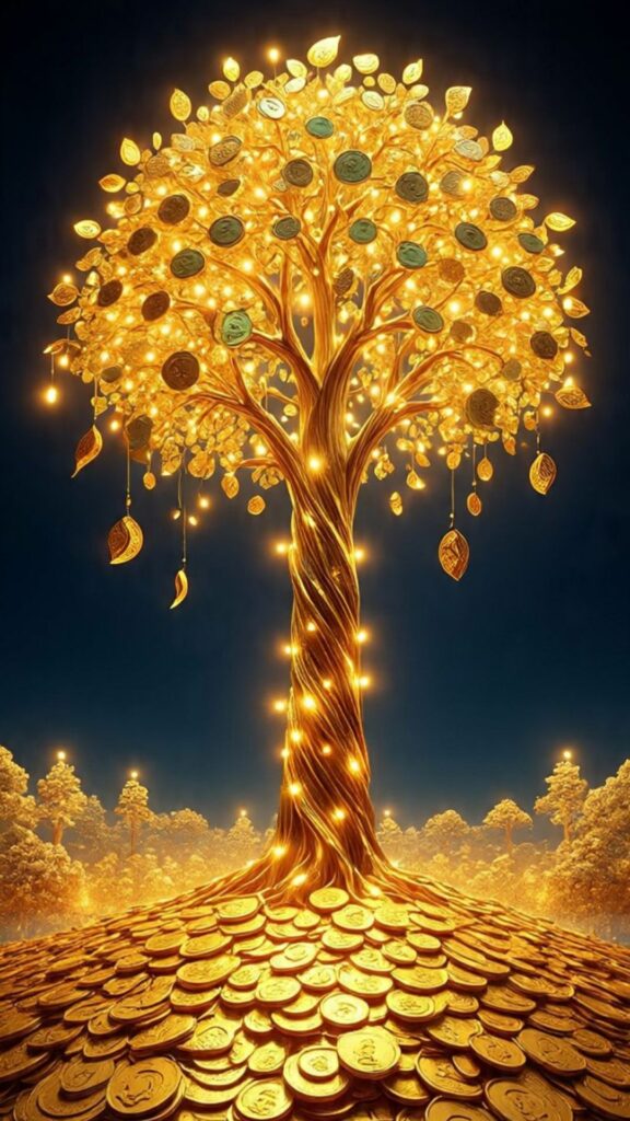 100+ Hình nền mệnh Kim may mắn, thu hút tài lộc cho nam, nữ 43 Cây tiền vàng vươn cao lớn