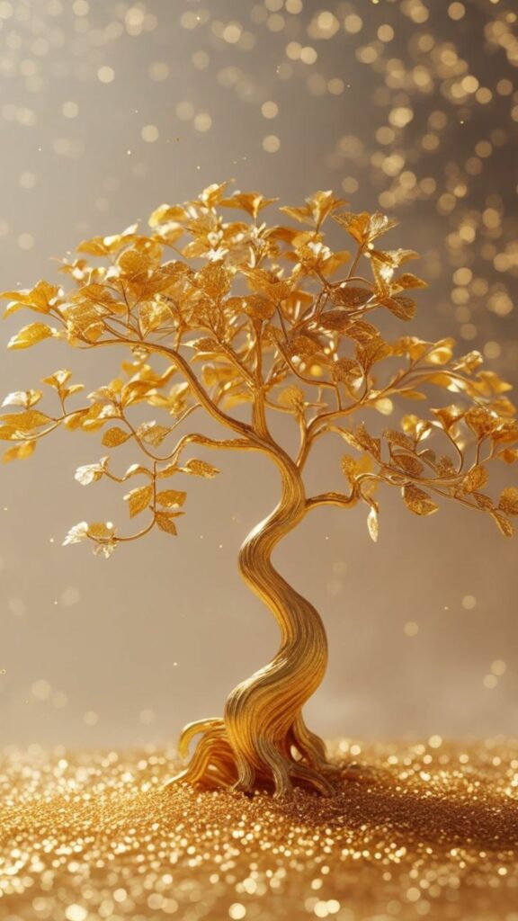 100+ Hình nền mệnh Kim may mắn, thu hút tài lộc cho nam, nữ 23 Cây tiền vàng rực rỡ tán