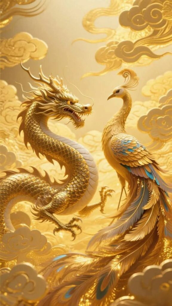 100+ Hình nền mệnh Kim may mắn, thu hút tài lộc cho nam, nữ 50 Rồng Phượng đón bình minh vàng