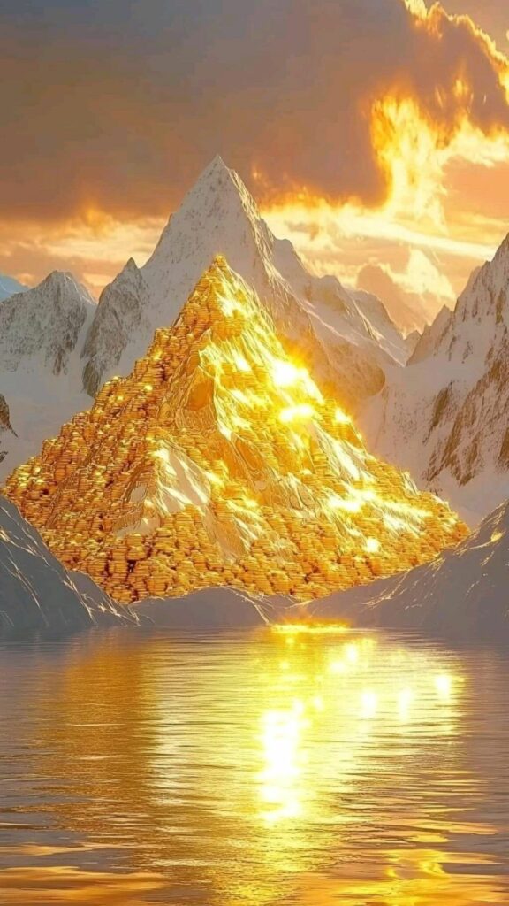 100+ Hình nền mệnh Kim may mắn, thu hút tài lộc cho nam, nữ 25 Núi vàng uy nghi soi bóng