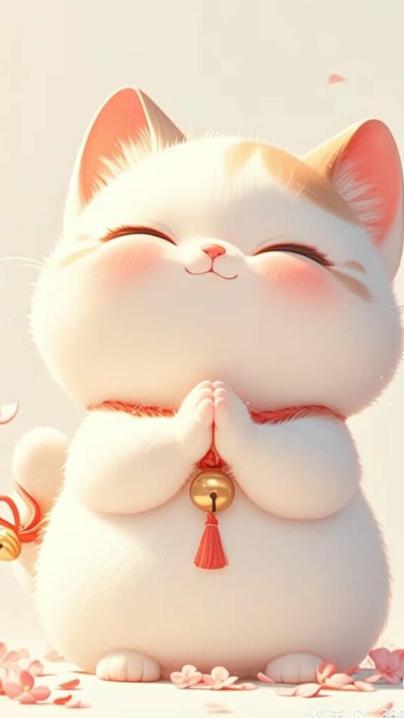 Mèo xinh xắn cầu nguyện bình an