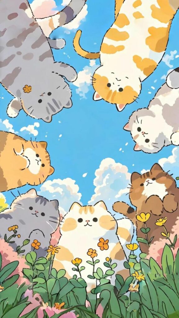 Đàn mèo dễ thương đang chơi đùa