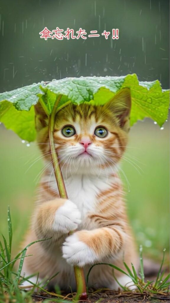 Mèo đội lá che nắng rất ngộ nghĩnh