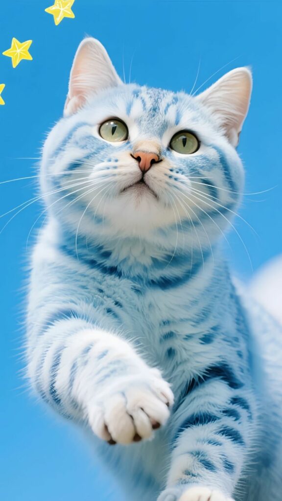 Mèo xanh ngước nhìn bầu trời cao