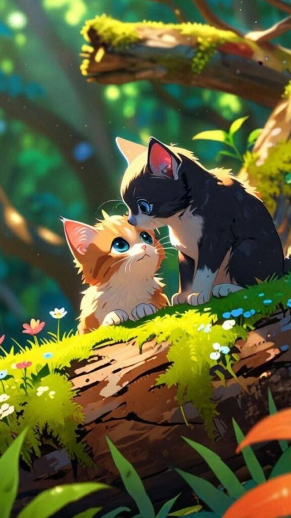 Đôi mèo thân thiết bên nhau