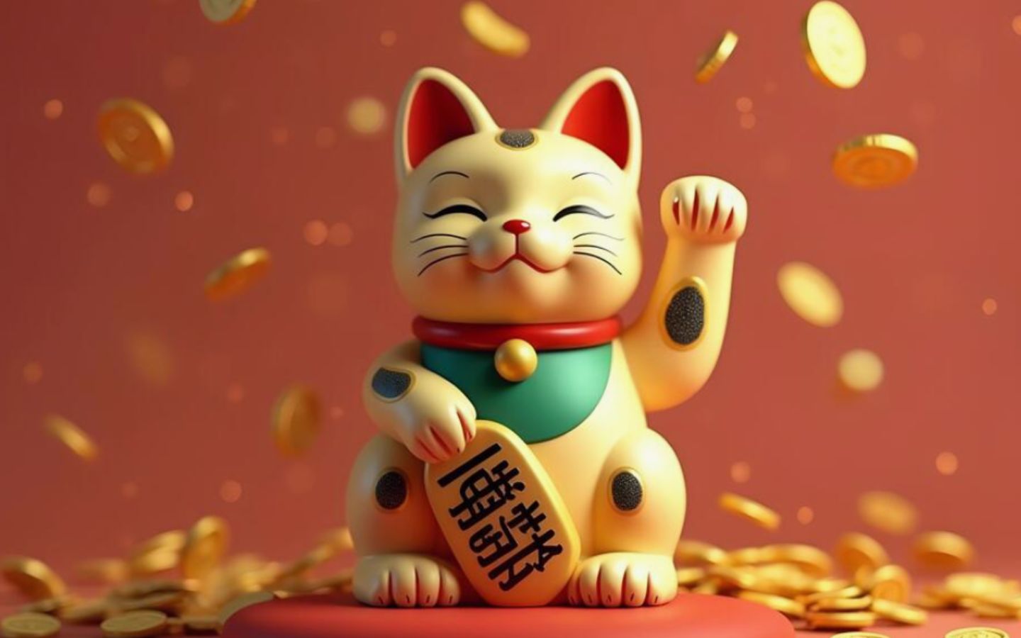 Mèo cười rạng rỡ đón mưa tiền