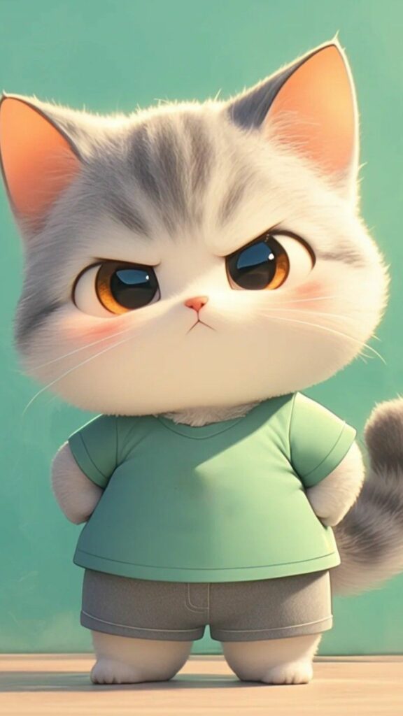 Mèo xám mặt cau có