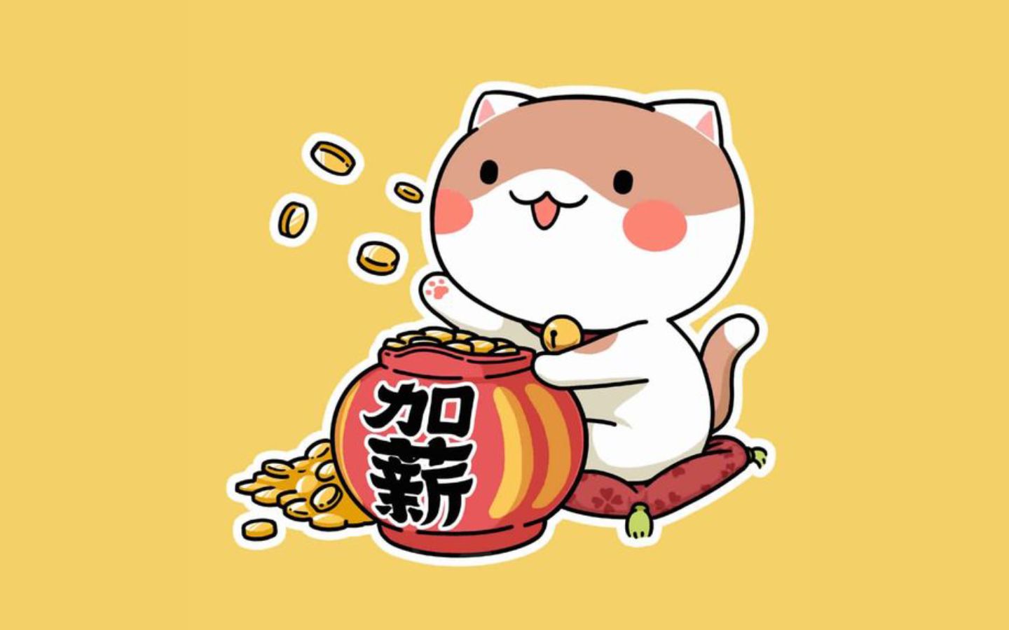 Mèo vàng lăn hũ tiền tài lộc