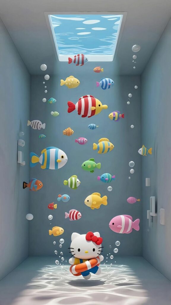 Kitty cá bơi dưới giếng