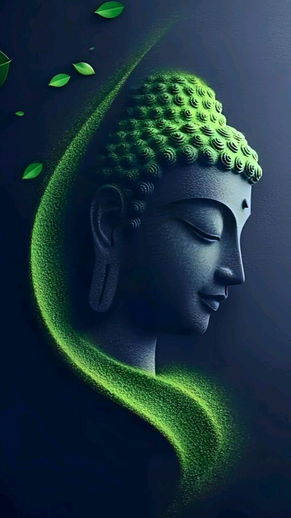 Đầu Phật ánh sáng xanh lục