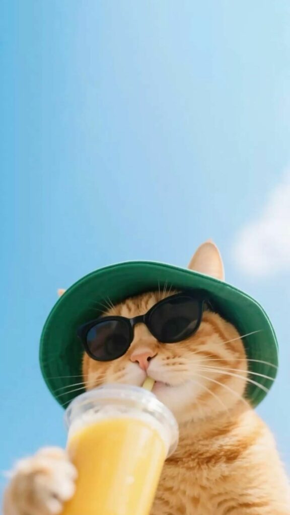 Mèo đội nón sảng khoái