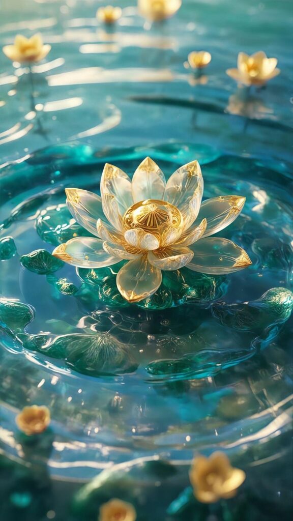 Hoa sen vàng nở rộ dưới nước