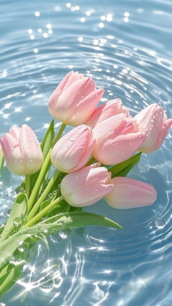 Hoa tulip khoe sắc dưới nước 