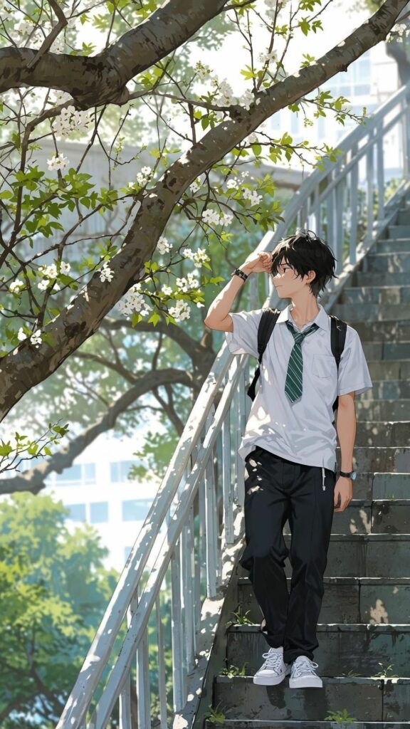 Hình ảnh nam sinh bước đi lạnh lùng