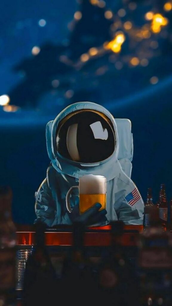 Phi hành gia ngồi uống bia cực ngầu 