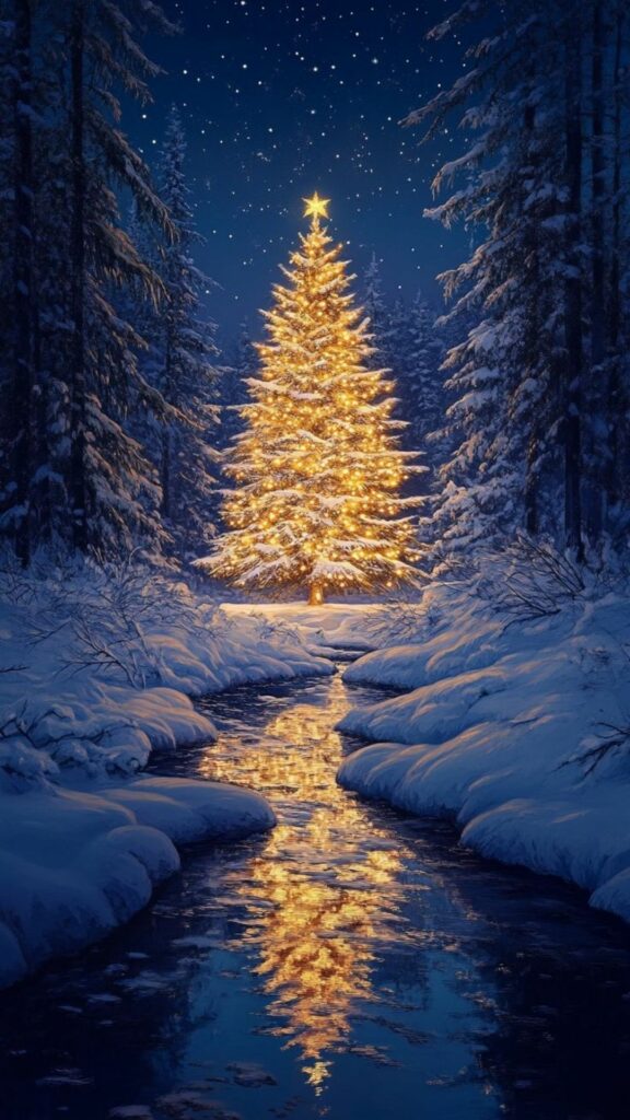Cây thông rực rỡ ánh đèn 