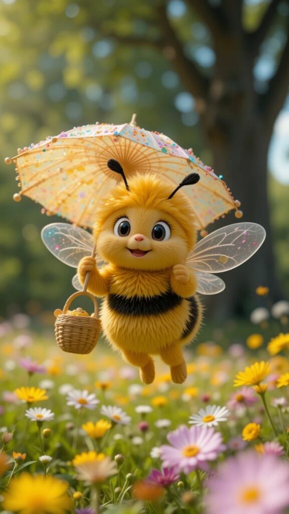 Chú ong chăm chỉ làm việc 