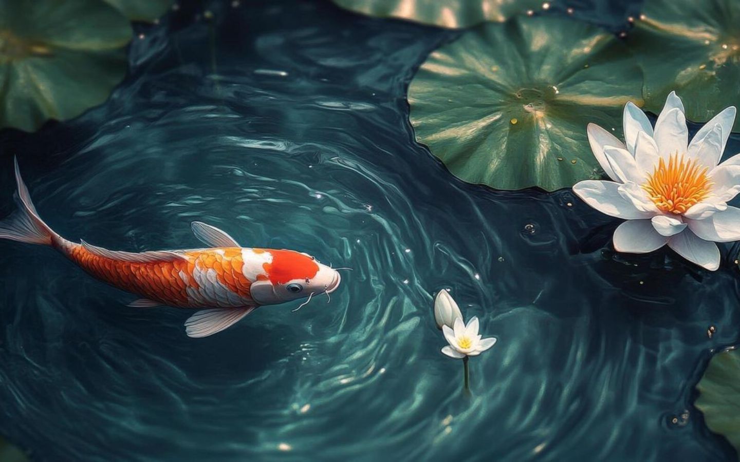 Ảnh cá chép trong hồ sen 