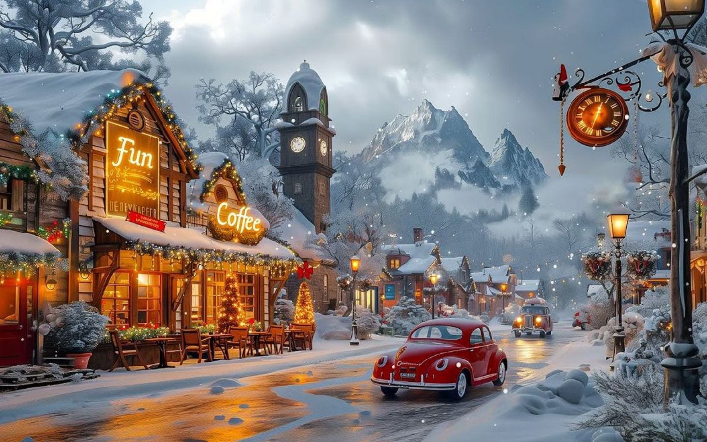 Thị trấn lên đèn vào ngày Giáng sinh