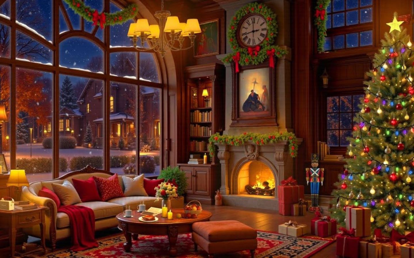 Bếp sưởi ấm áp trong ngày Giáng sinh giá lạnh