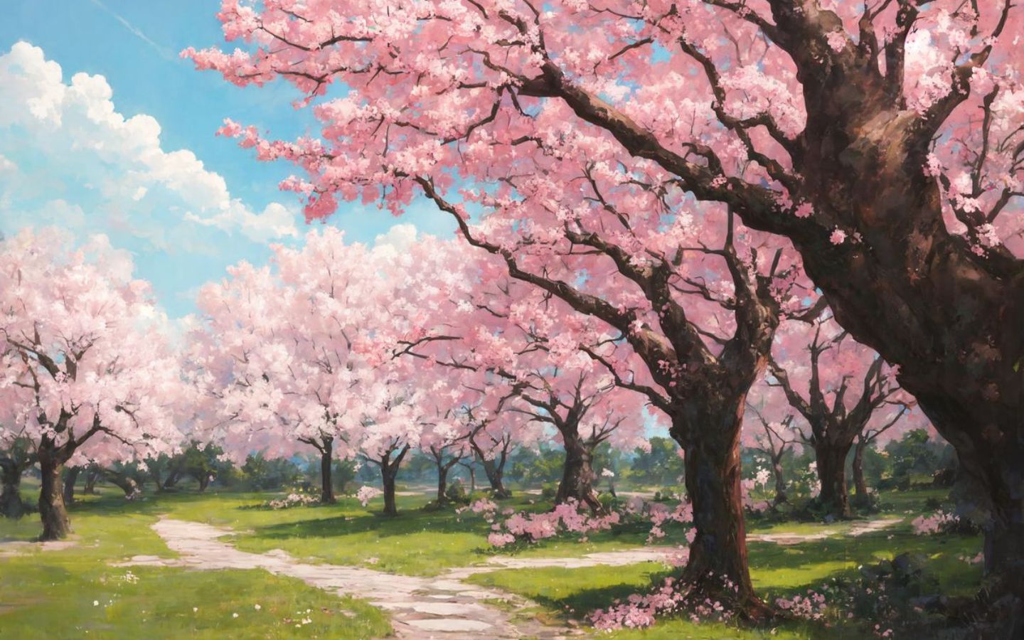 Vườn hoa đào nở rực rỡ