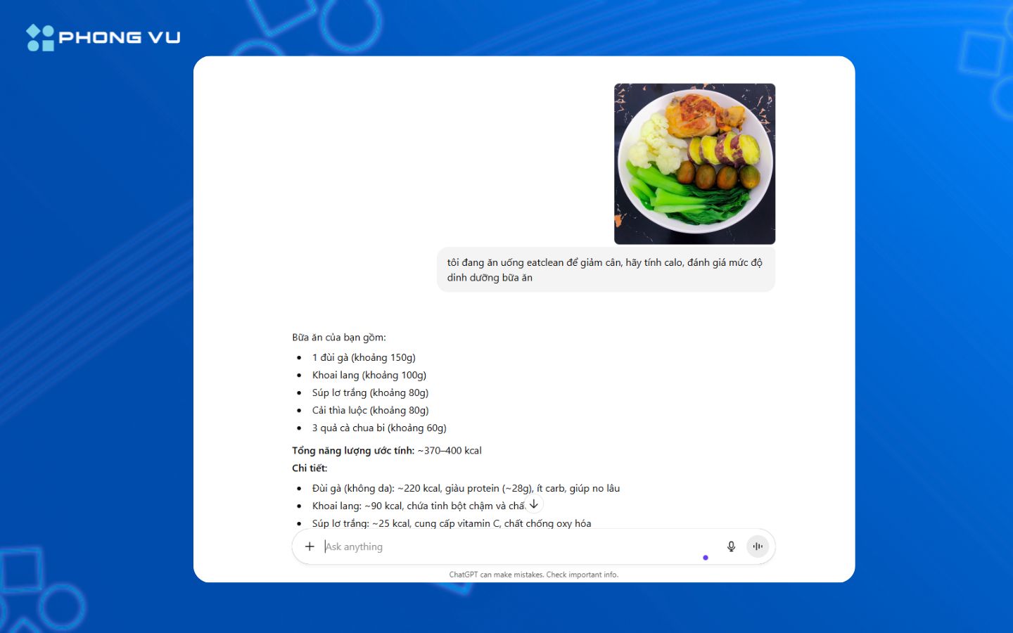 Hướng dẫn 7 cách dùng ChatGPT giúp bạn làm việc nhanh hơn 3 Chụp và tải ảnh bữa ăn để ChatGPT đánh giá