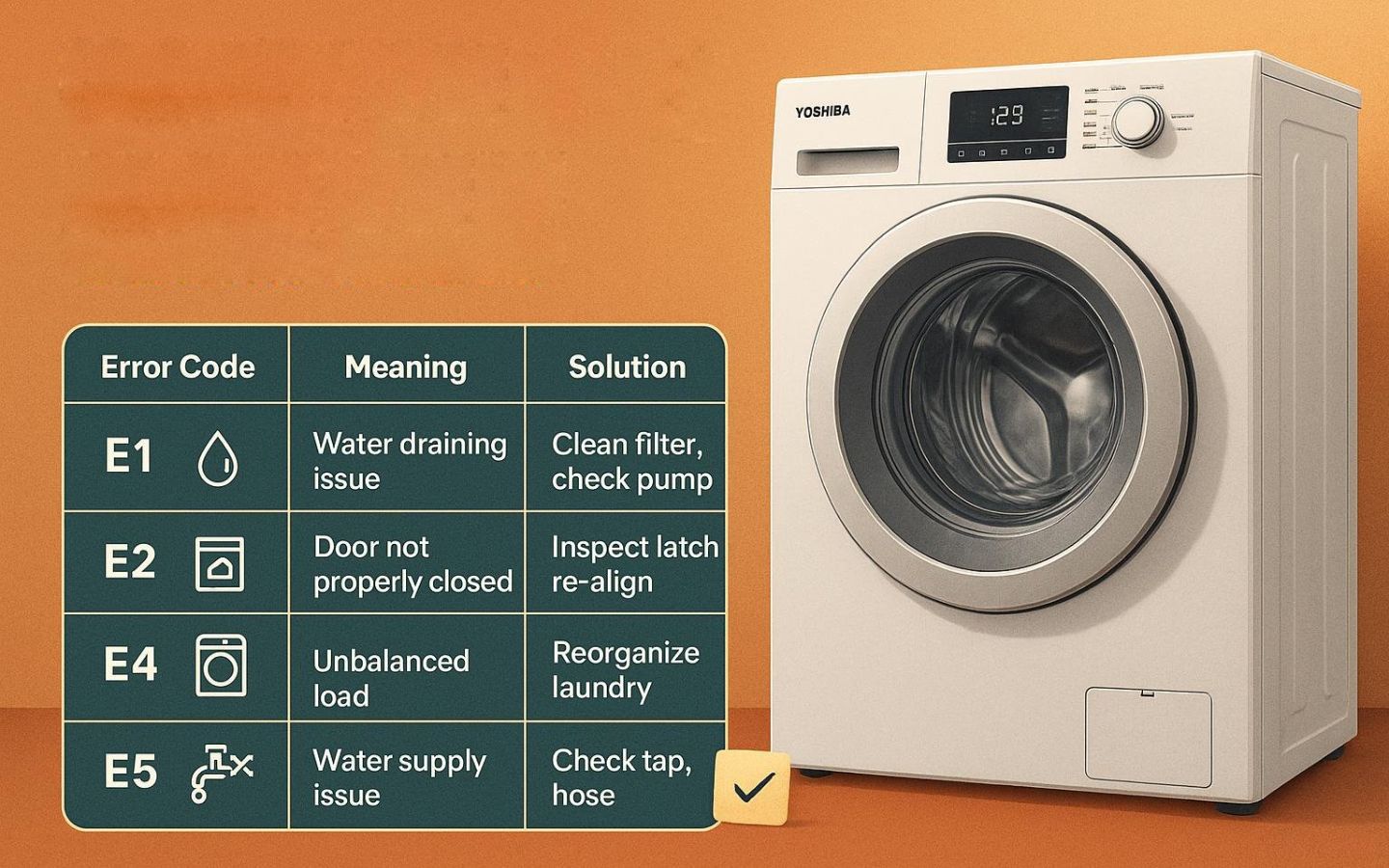 Bảng mã lỗi máy giặt Toshiba và cách khắc phục hiệu quả 2 Bảng mã lỗi máy giặt Toshiba