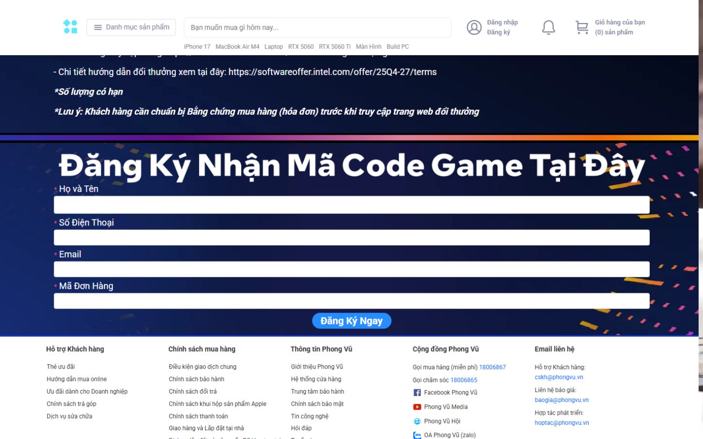 Đăng ký nhận mã Code game