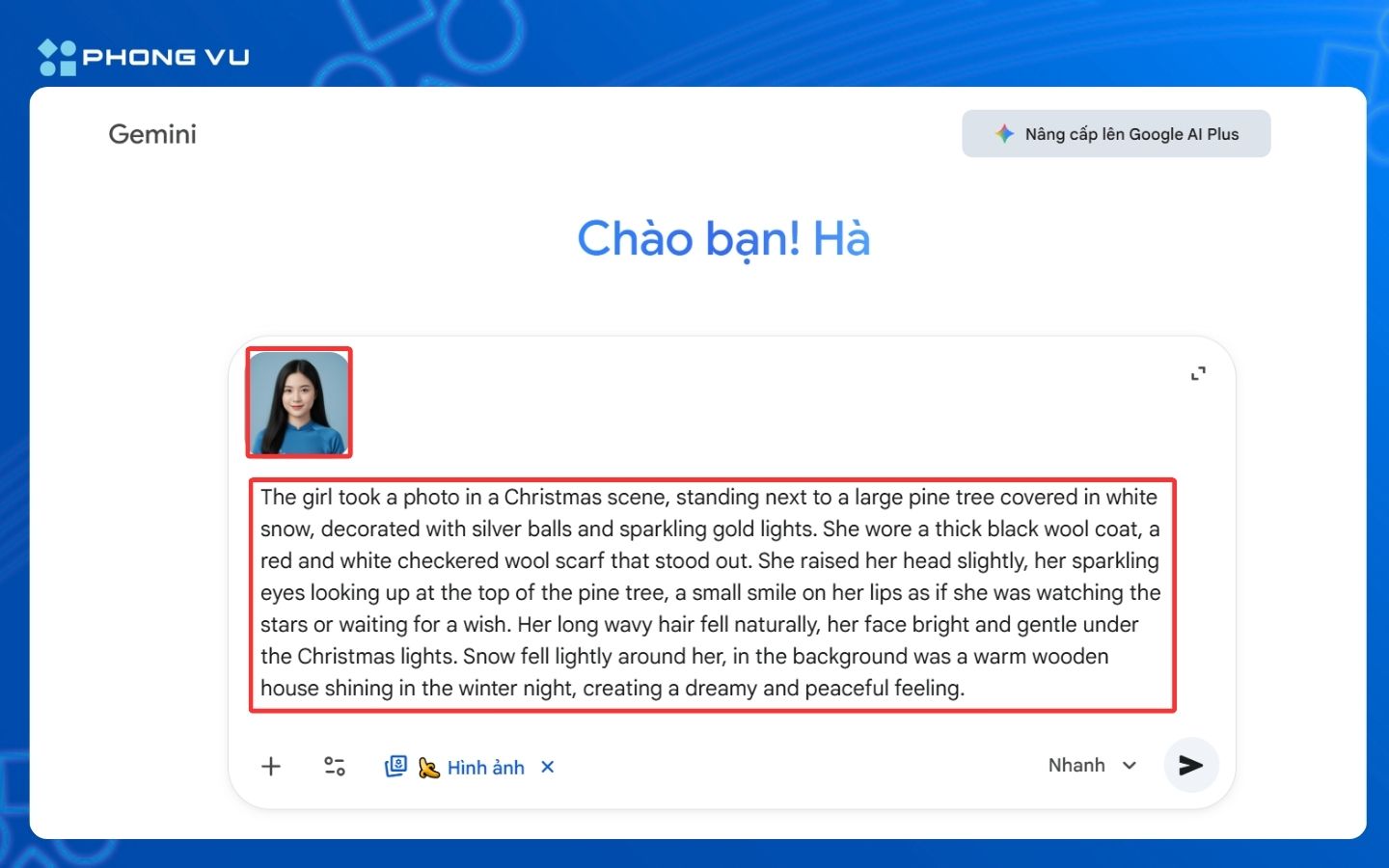 Nhập prompt tạo ảnh