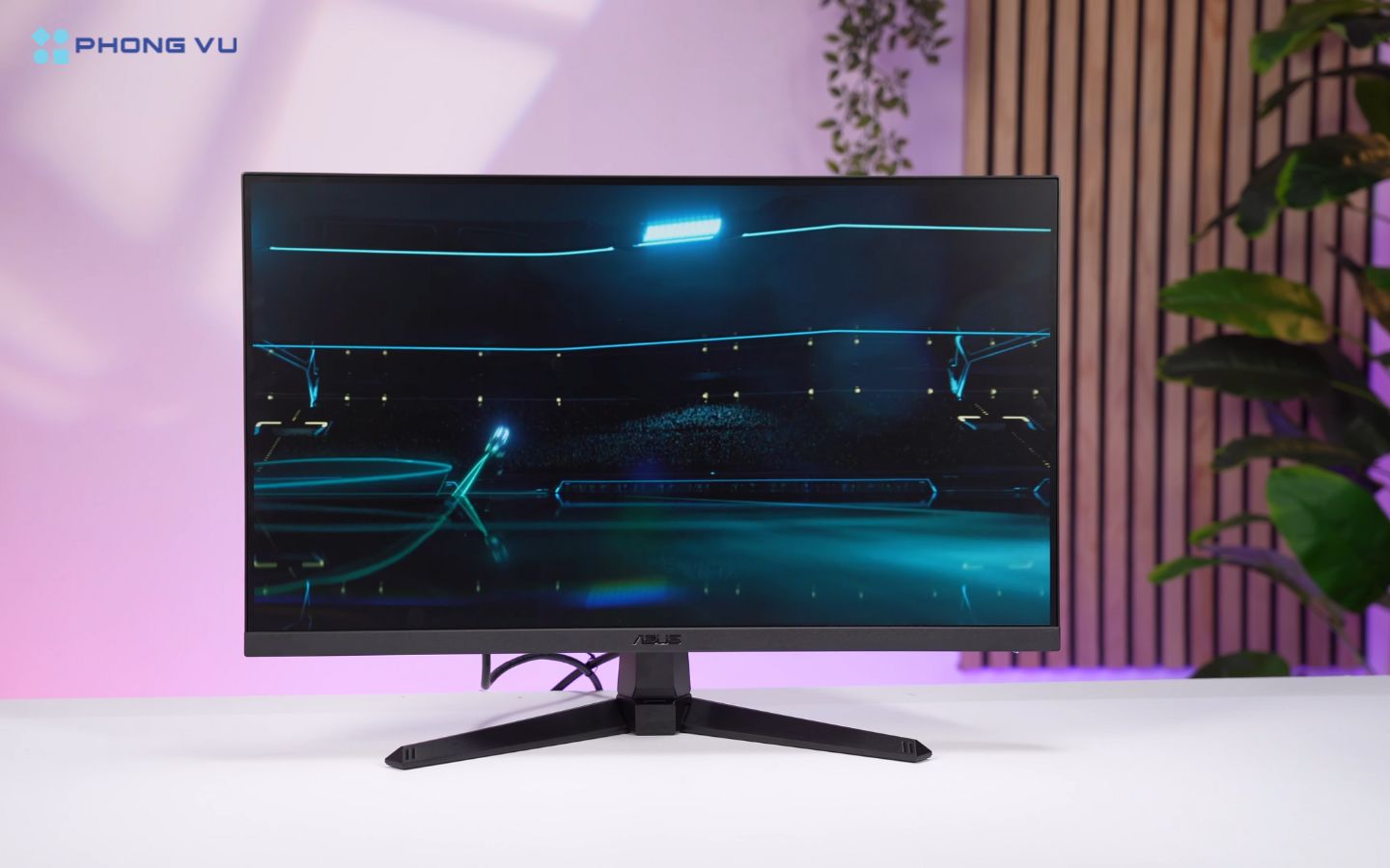 Thiết kế của Màn hình ASUS TUF Gaming VG259QM5A mang phong cách gaming đặc trưng với tông đen chủ đạo