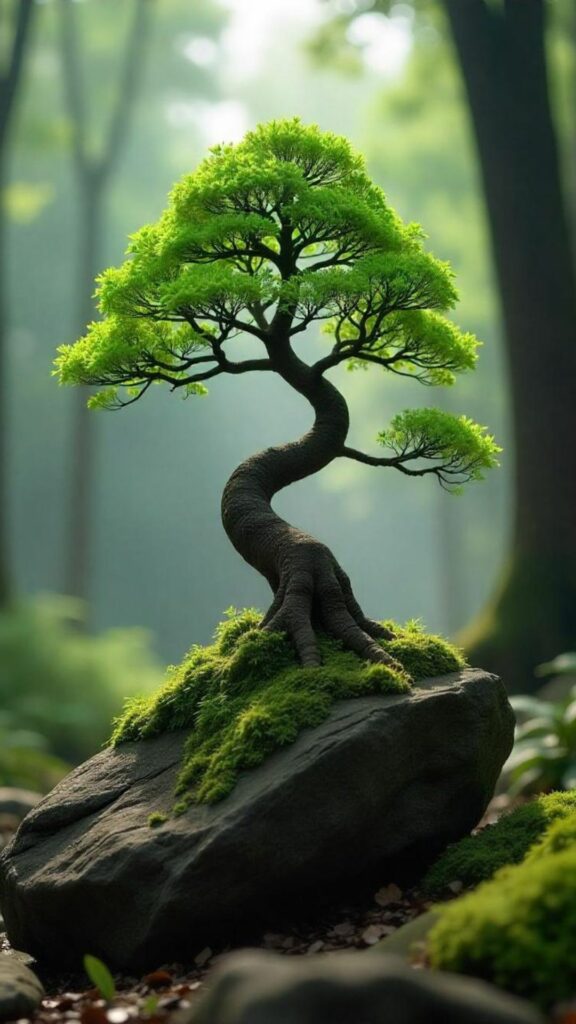 Cây bonsai đẹp và xanh tốt 