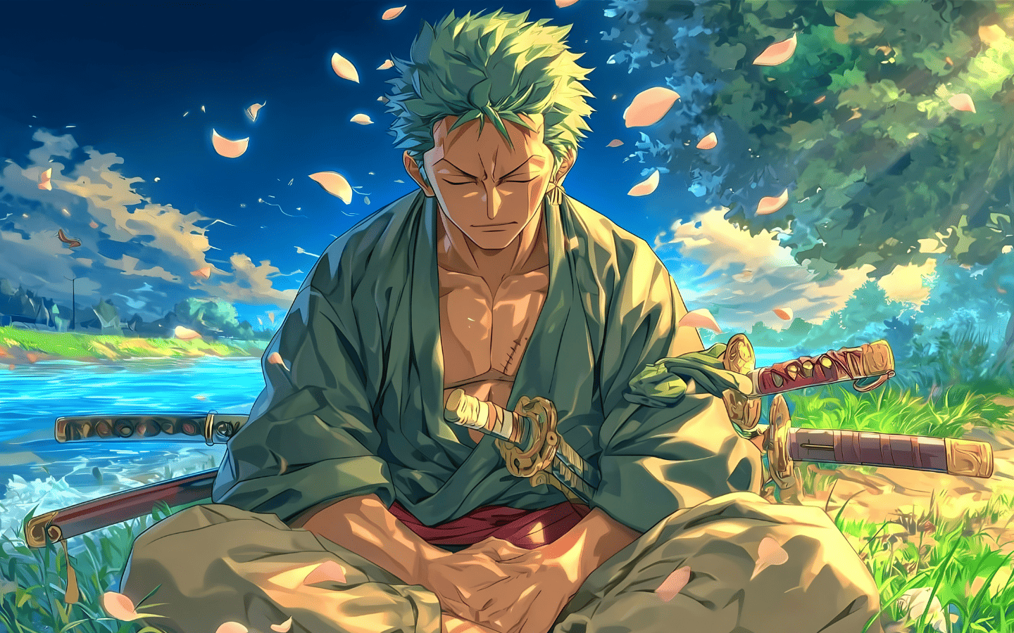Hình nền Zoro ngồi thiền 